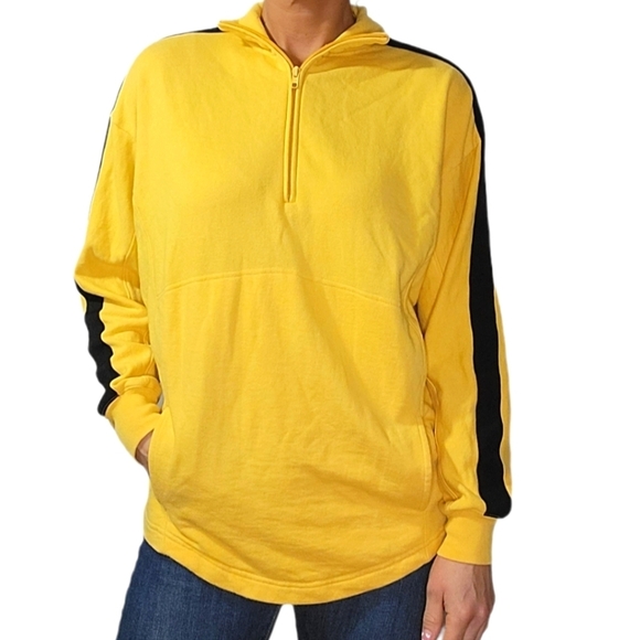 Pink Pullover Quarter Zip Sweater Size X Small Yellow - Picture 3 of 7